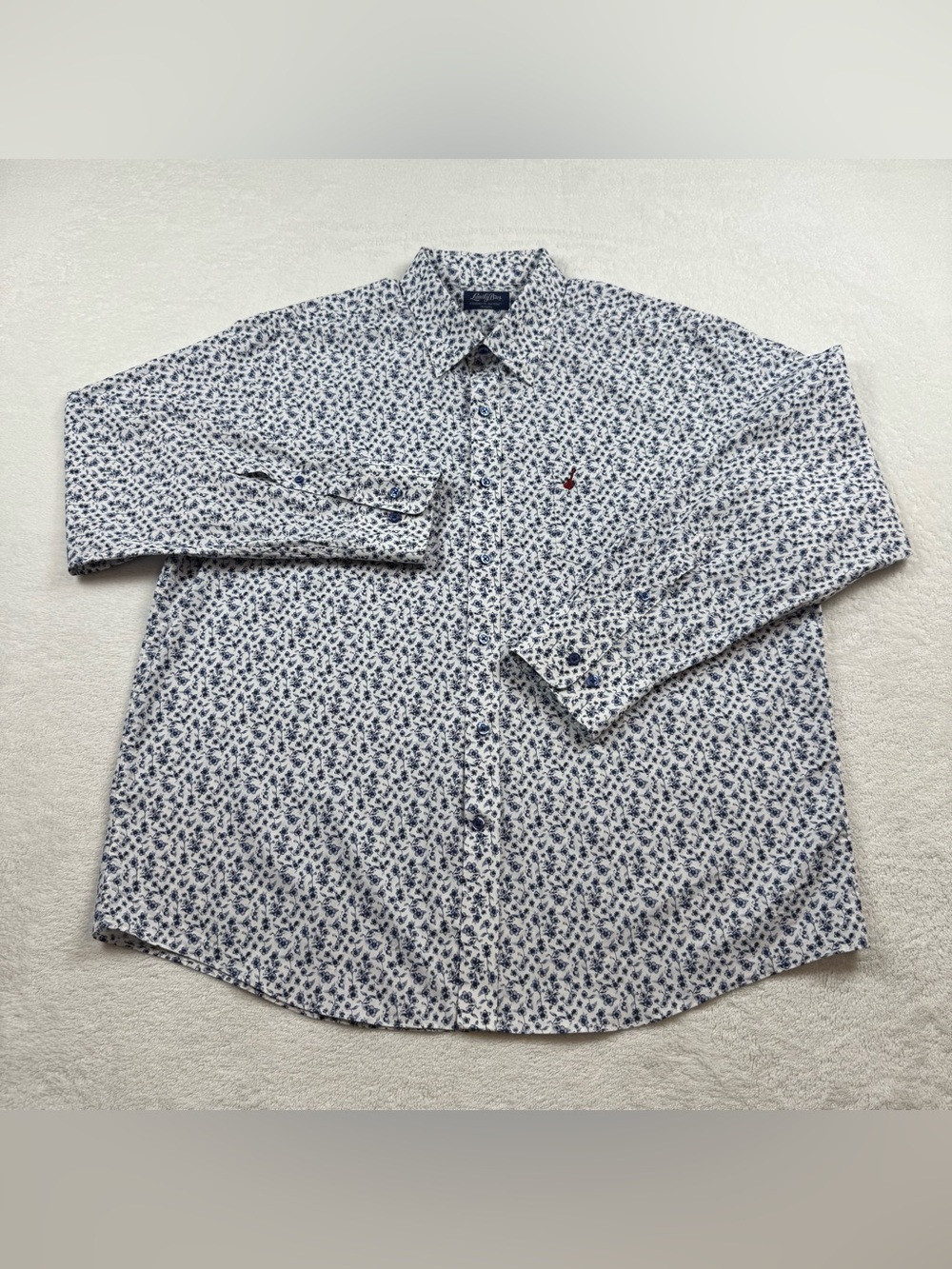 Lansky Bros shirt men’s size XL midnight blue floral print button down L. Sleeve